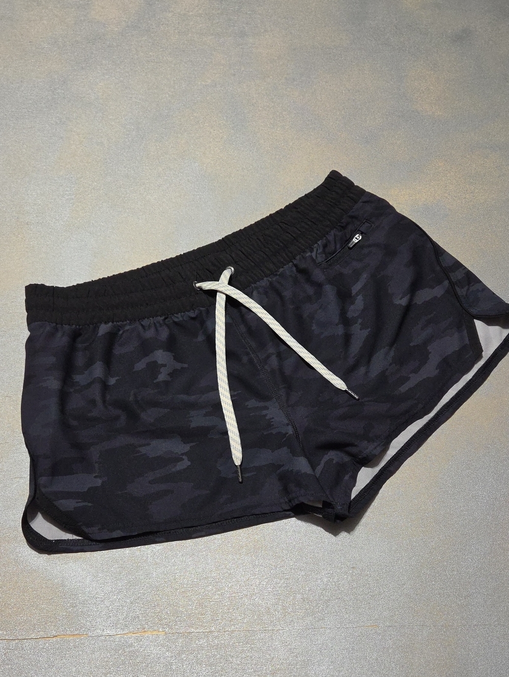 Vuori Black Camouflage Athletic Shorts with White Drawcord